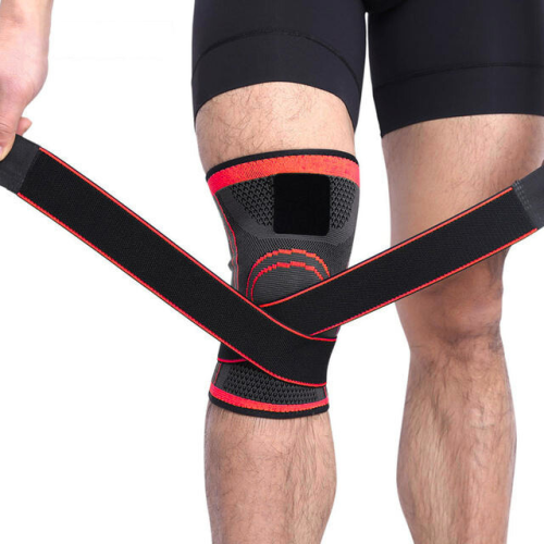 Stabilizator kolana POINT czerwony M/L/XL – elastyczny ściągacz z podwójnymi paskami mocującymi
